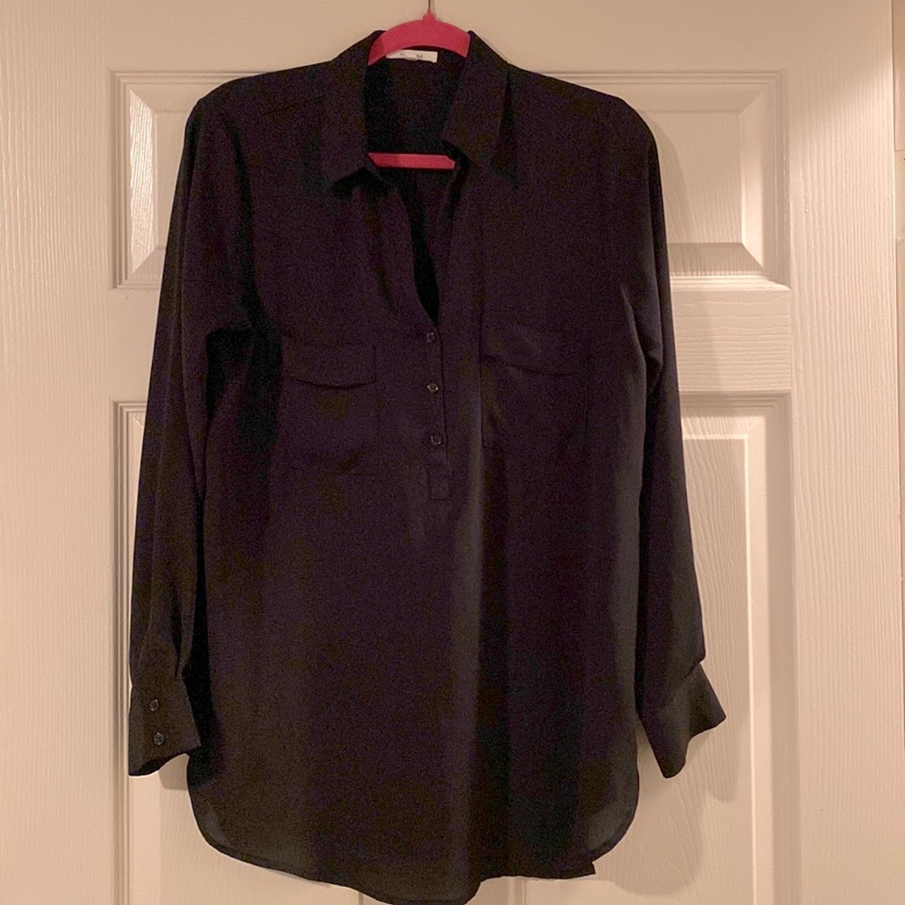 Rayon size M blouse. Long dress shirt.